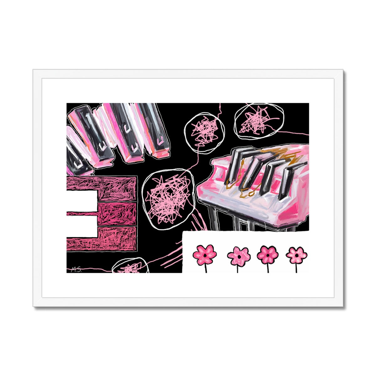 Pink Piano - Framed & Mounted Print